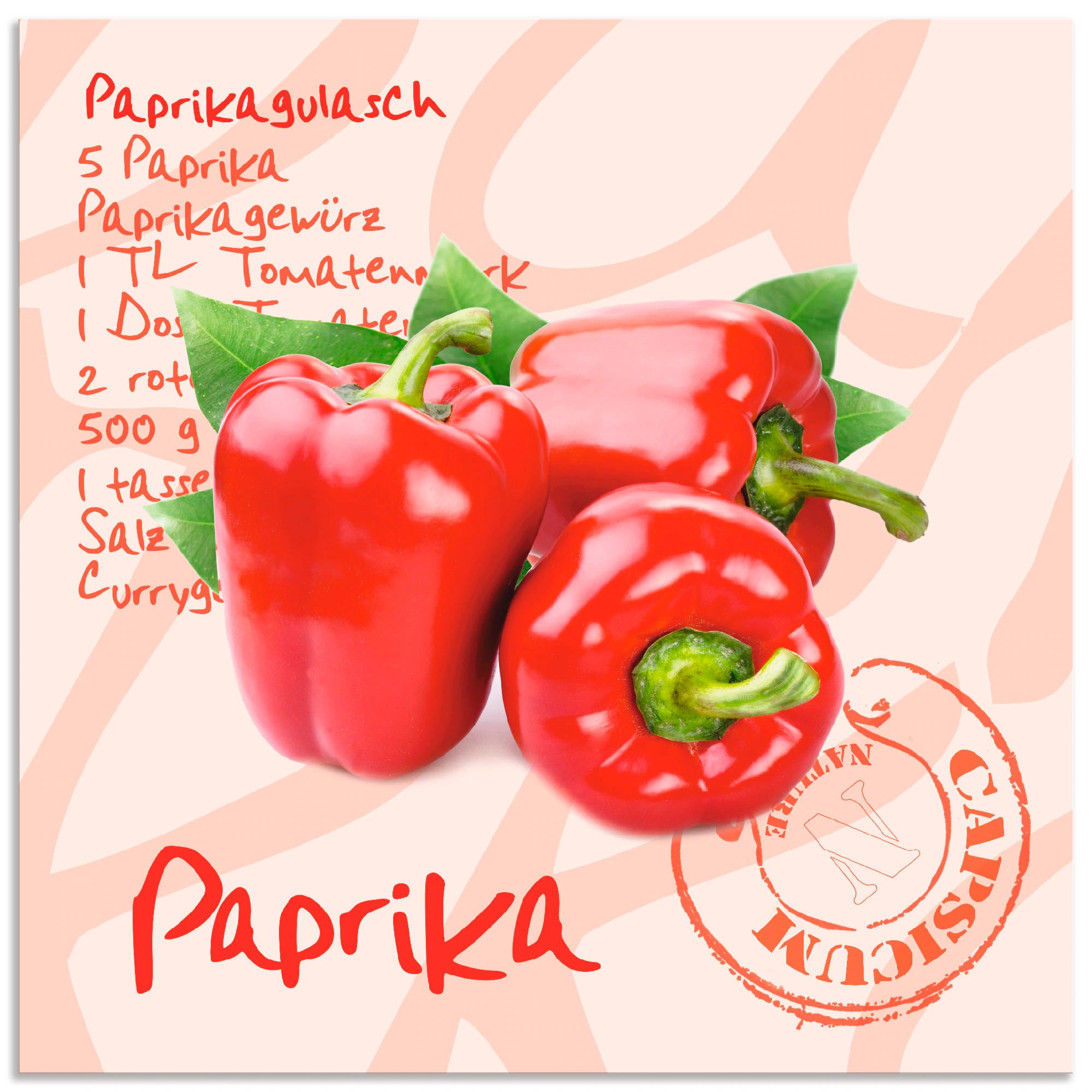 Artland Alu-Dibond-Druck "Paprika liegt auf weißen Untergrund", Lebensmitte günstig online kaufen