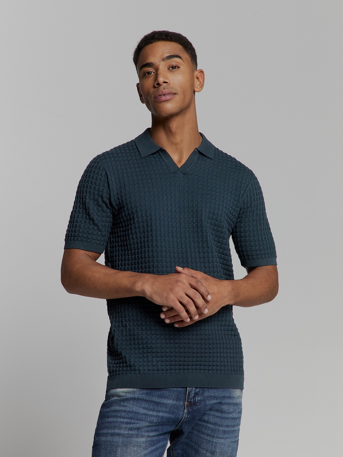NO EXCESS T-Shirt "No Excess Poloshirt mit kurzen Ärmeln" günstig online kaufen