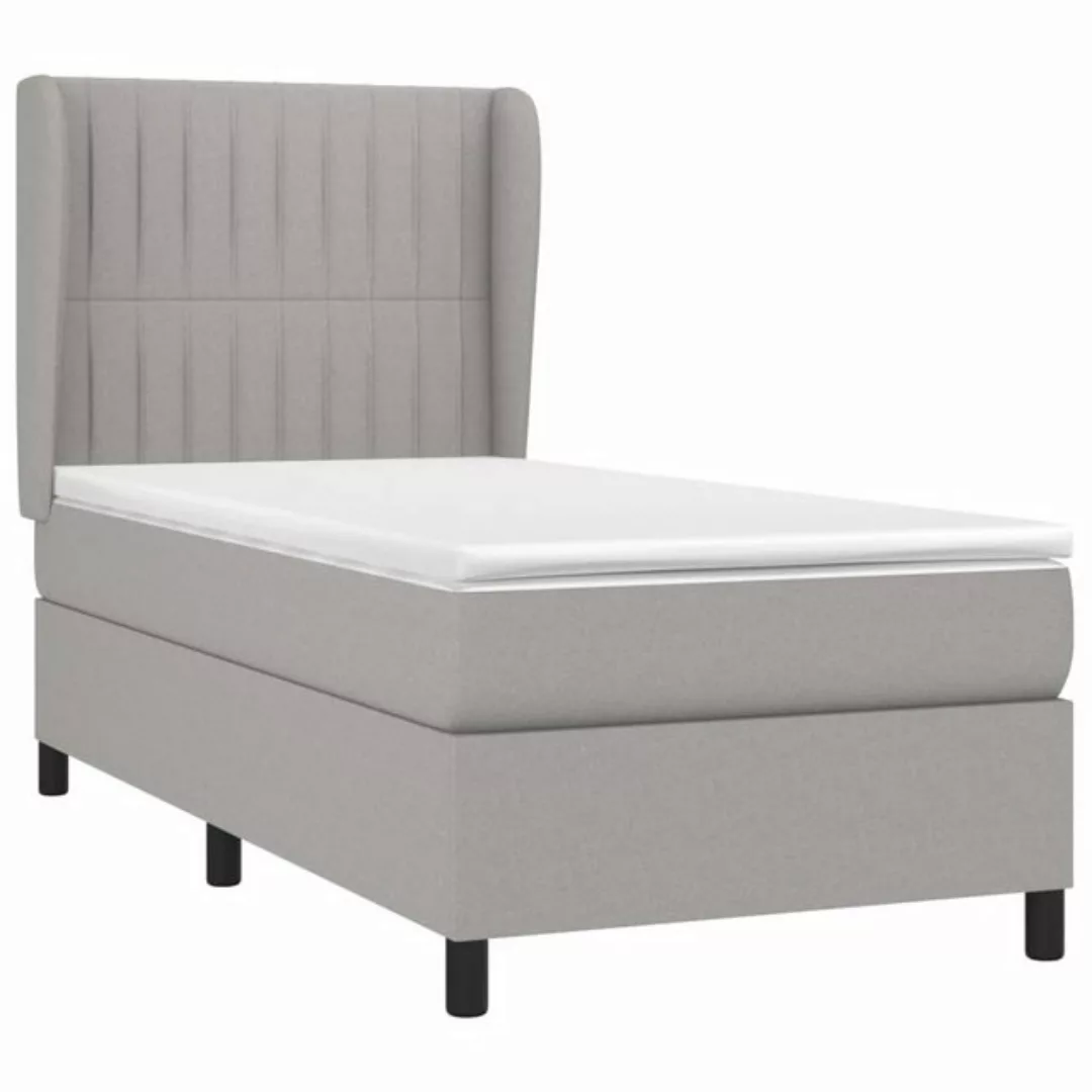 vidaXL Boxspringbett Boxspringbett mit Matratze Hellgrau 90x200 cm Stoff Be günstig online kaufen