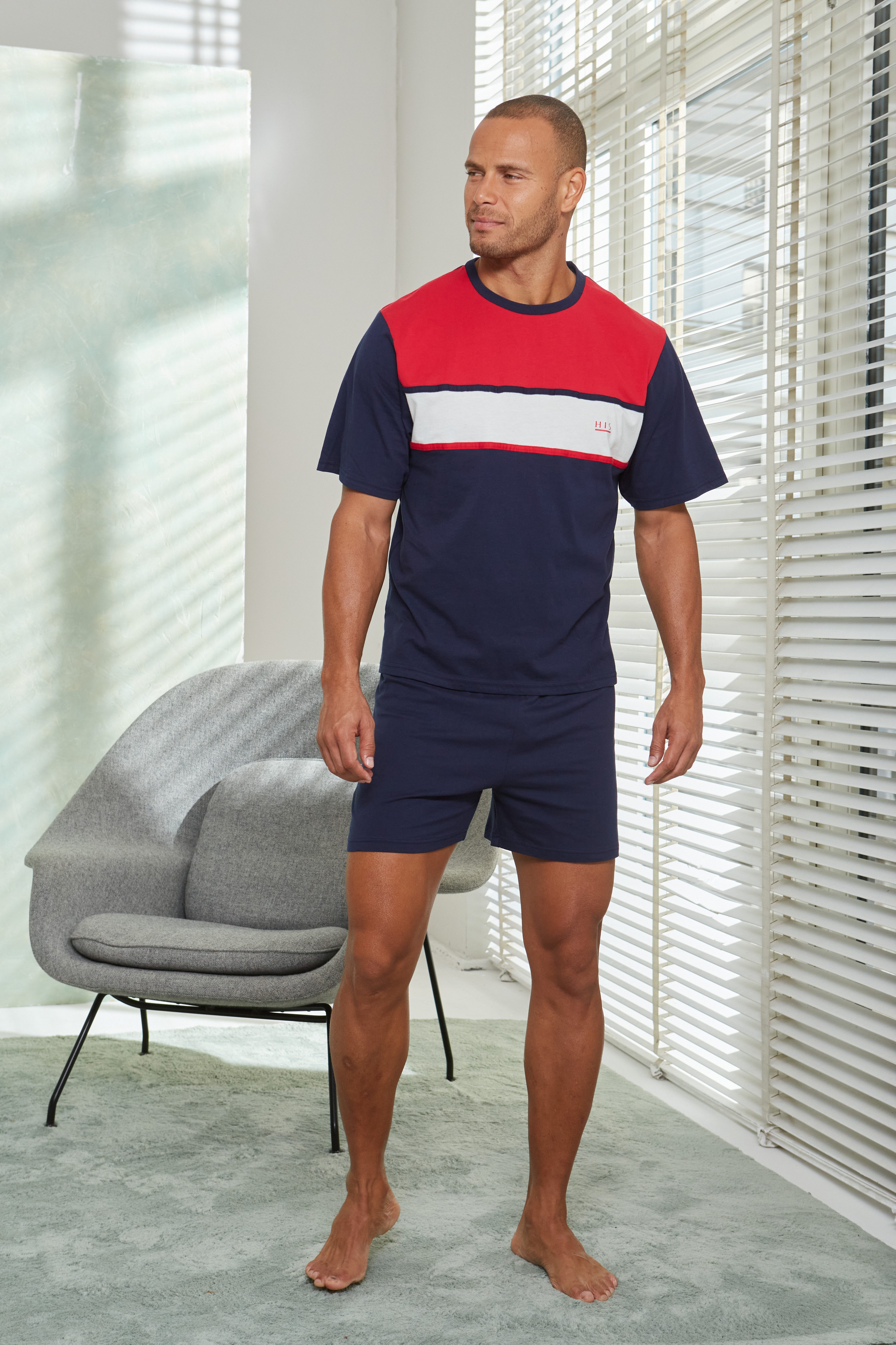 H.I.S Pyjama, (2 tlg., 1 Stück), Schlafanzug mit breitem Streifen günstig online kaufen