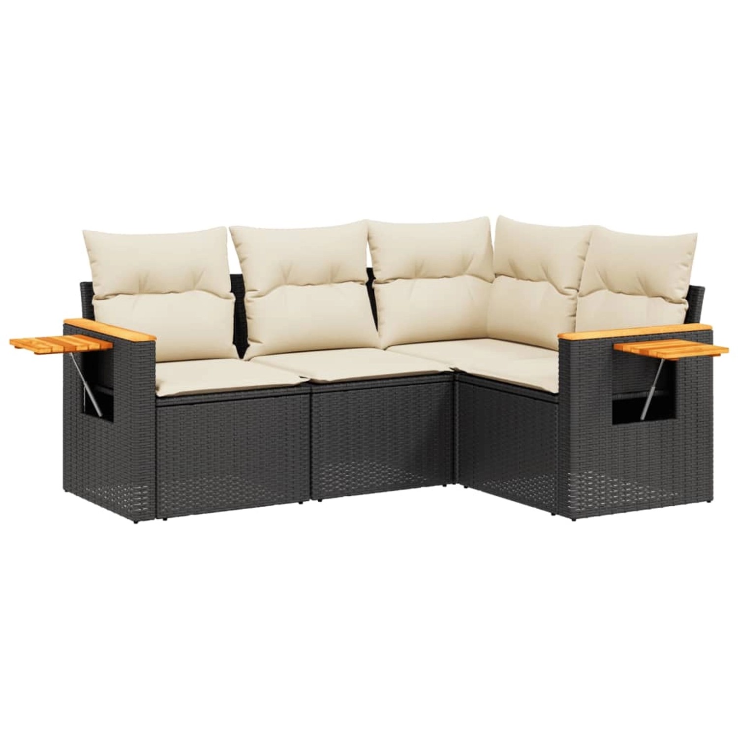 vidaXL 4-Tlg Garten-Sofagarnitur mit Kissen Schwarz Poly Rattan 3226770 günstig online kaufen