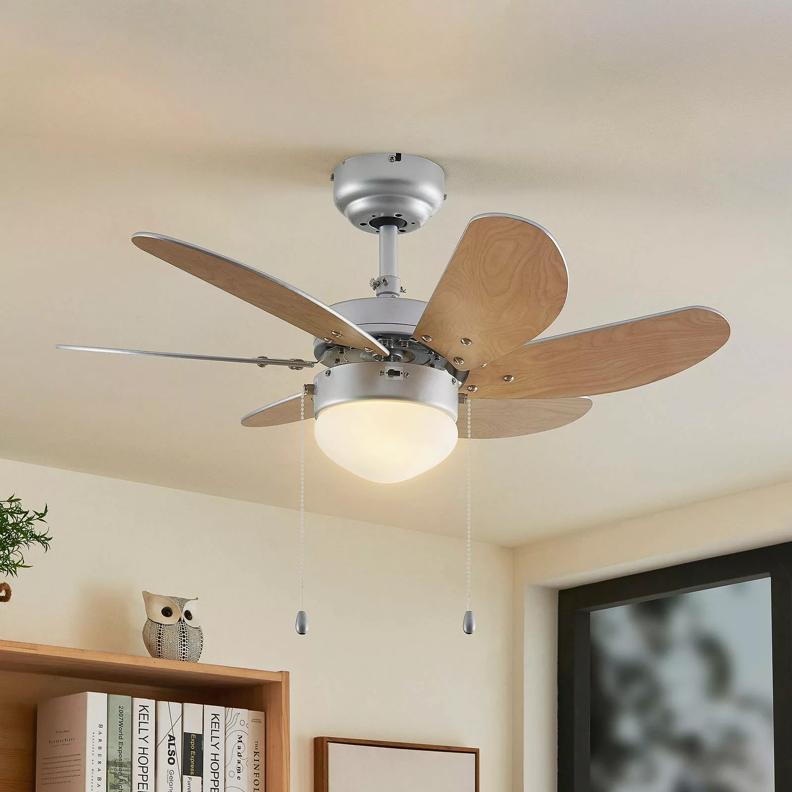 Lindby Deckenventilator mit Licht Minja, silber, leise, 78cm günstig online kaufen