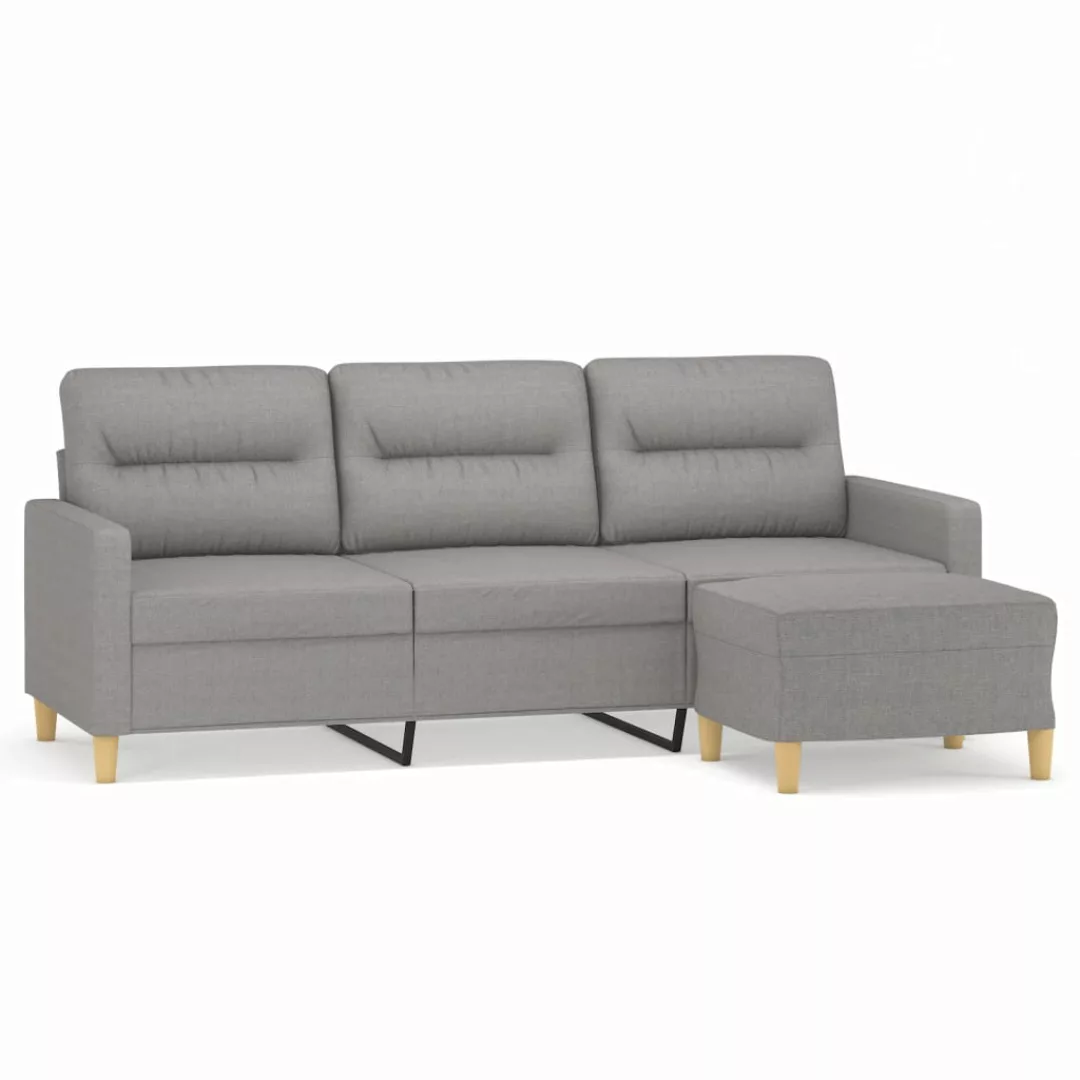 Vidaxl 3-sitzer-sofa Mit Hocker Hellgrau 180 Cm Stoff günstig online kaufen