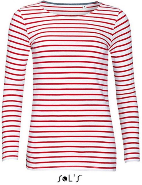 SOLS Langarmshirt Damen Longsleeve Striped T-Shirt Marine gestreift günstig online kaufen