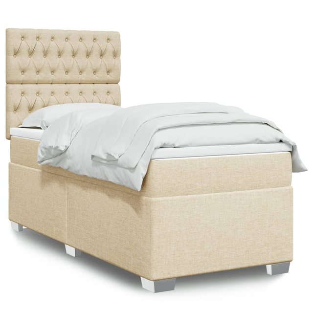 furnicato Bettgestell Boxspringbett mit Matratze Creme 80x200 cm Stoff günstig online kaufen