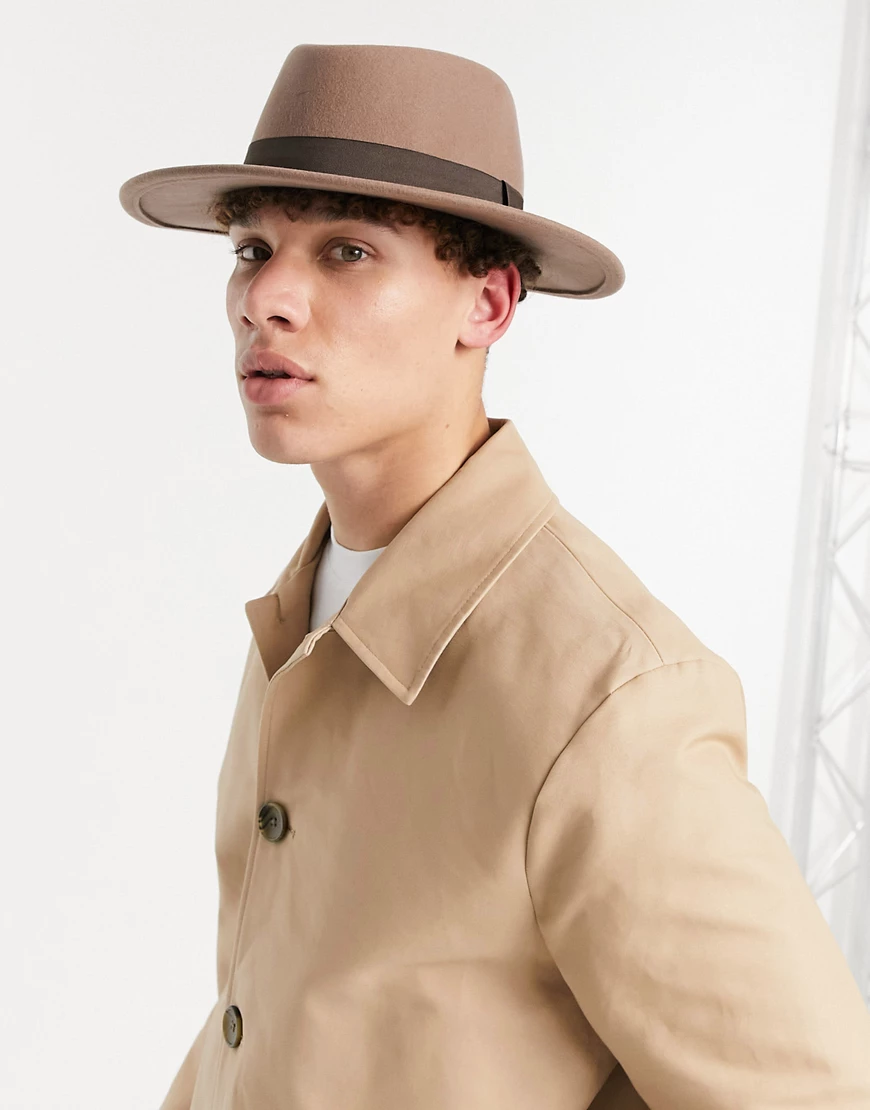 ASOS DESIGN – Größenverstellbarer Porkpie-Hut aus Wolle mit breiter Krempe günstig online kaufen