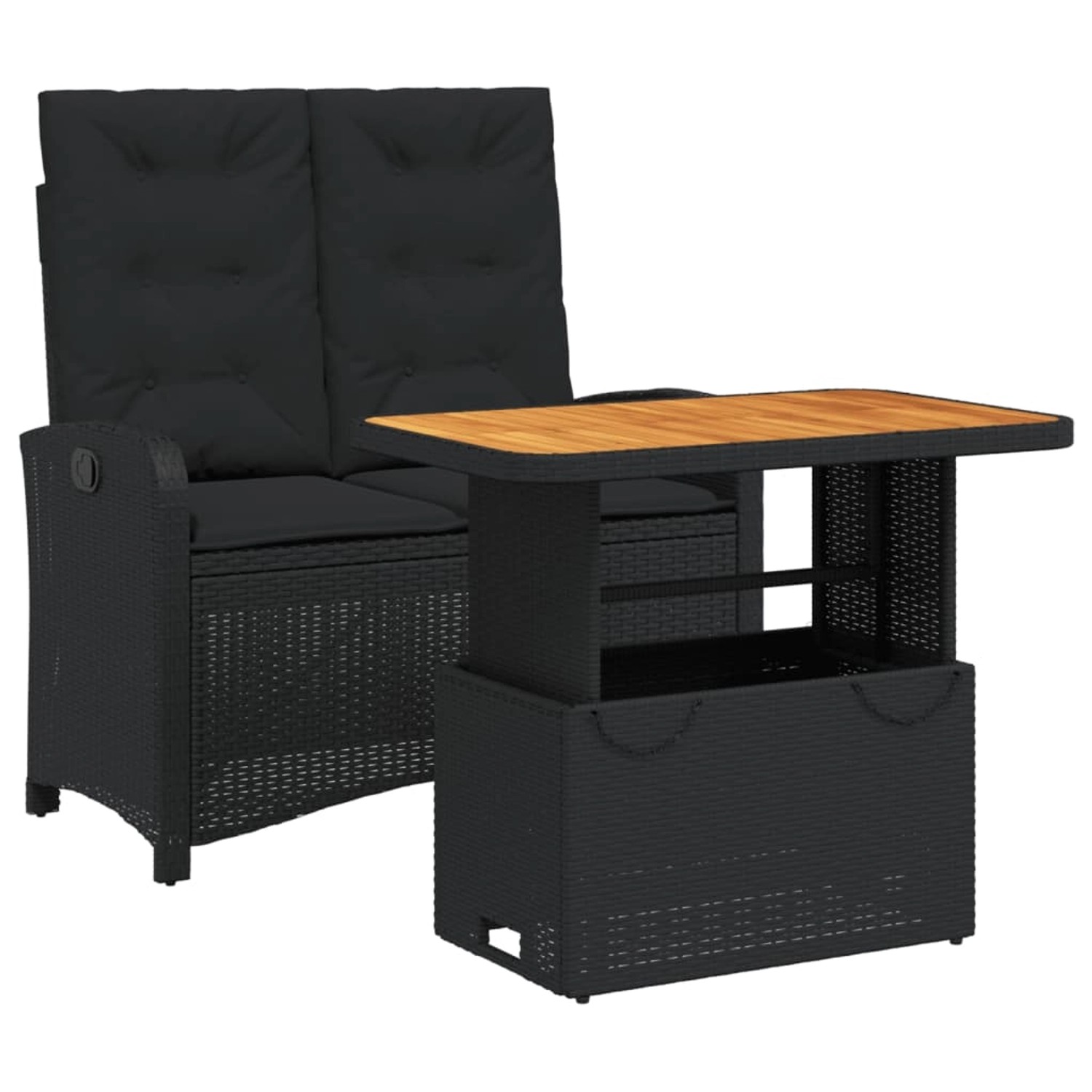 vidaXL 2-Tlg Garten-Essgruppe mit Kissen Schwarz Poly Rattan 3277334 günstig online kaufen