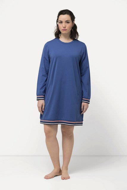 Ulla Popken Jerseykleid Loungewear-Kleid Ringelbündchen Rundhals Langarm günstig online kaufen