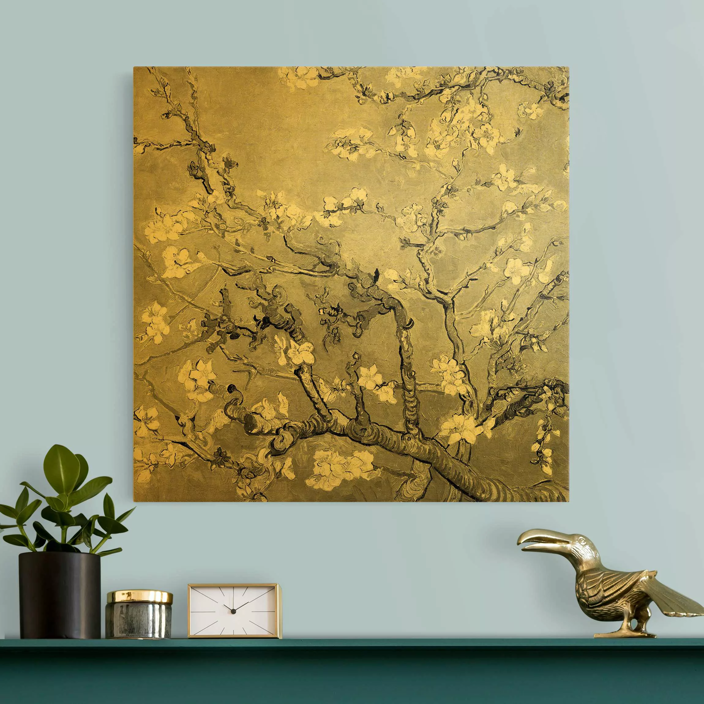 Leinwandbild Gold Vincent van Gogh - Mandelblüte Schwarz-Weiß günstig online kaufen