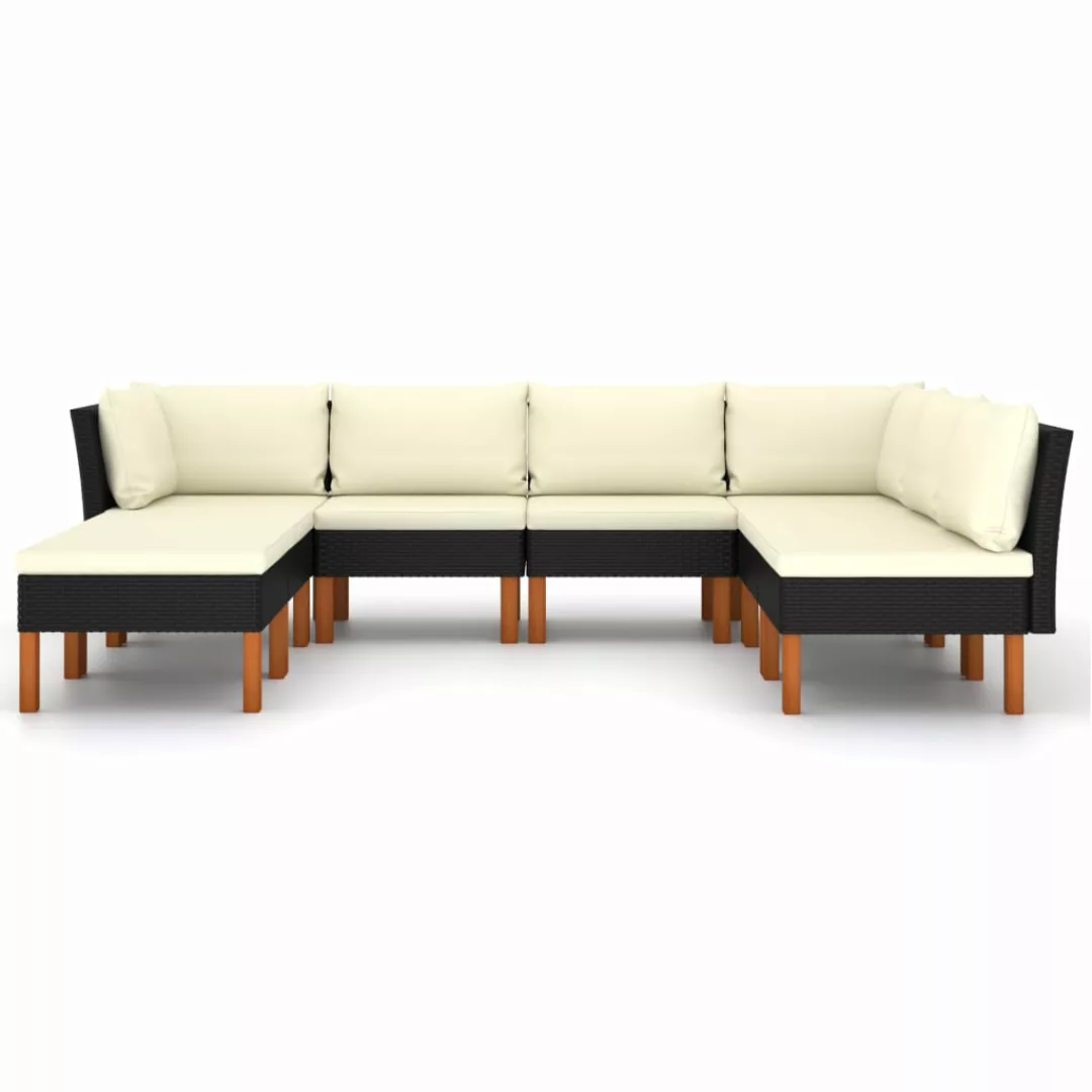 8-tlg. Garten-lounge-set Mit Kissen Poly Rattan Schwarz günstig online kaufen