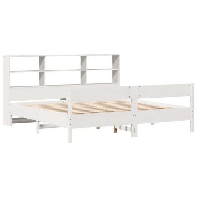 vidaXL Bett Massivholzbett mit Regal ohne Matratze Weiß 200x200 cm Kiefer günstig online kaufen