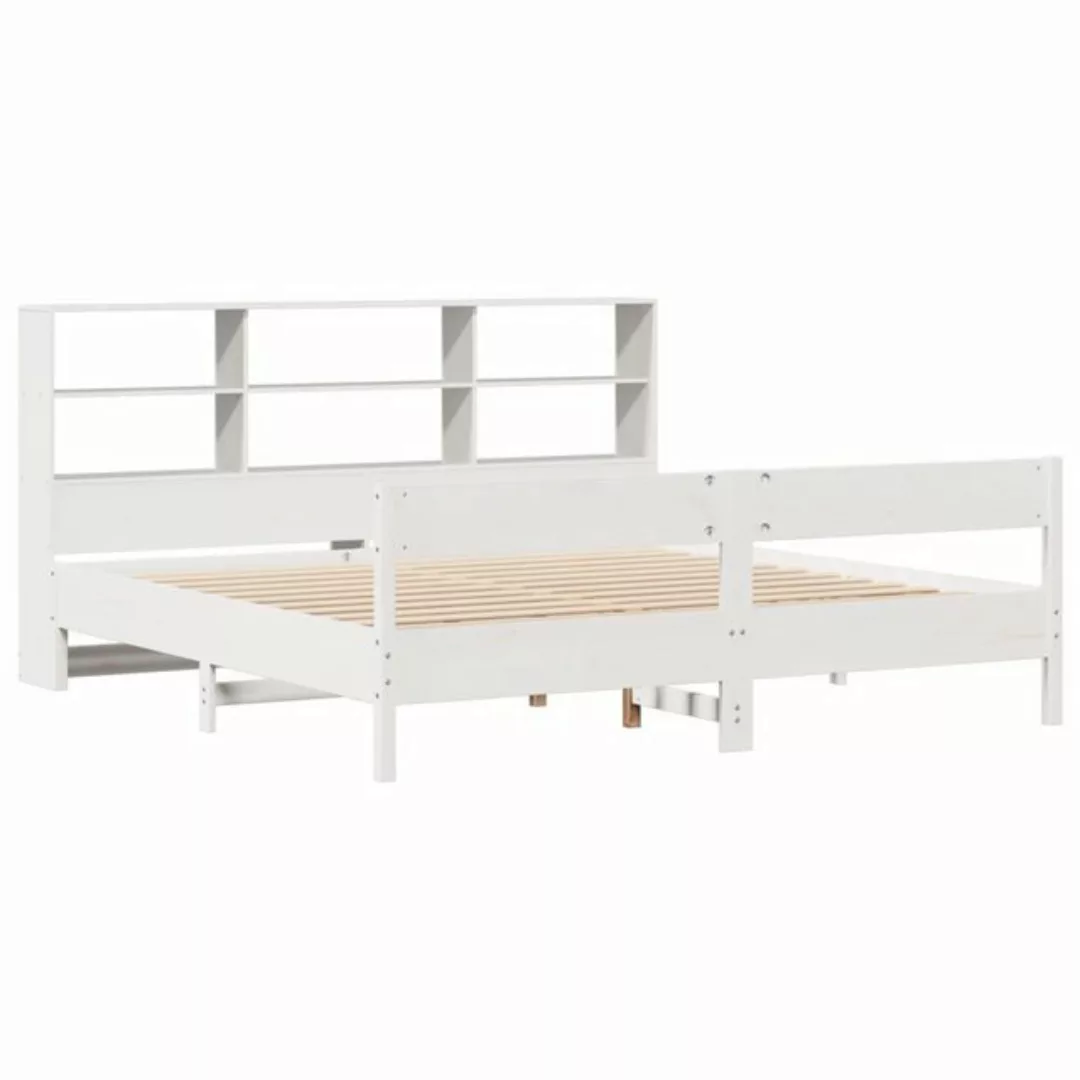 vidaXL Bett Massivholzbett mit Regal ohne Matratze Weiß 200x200 cm Kiefer günstig online kaufen