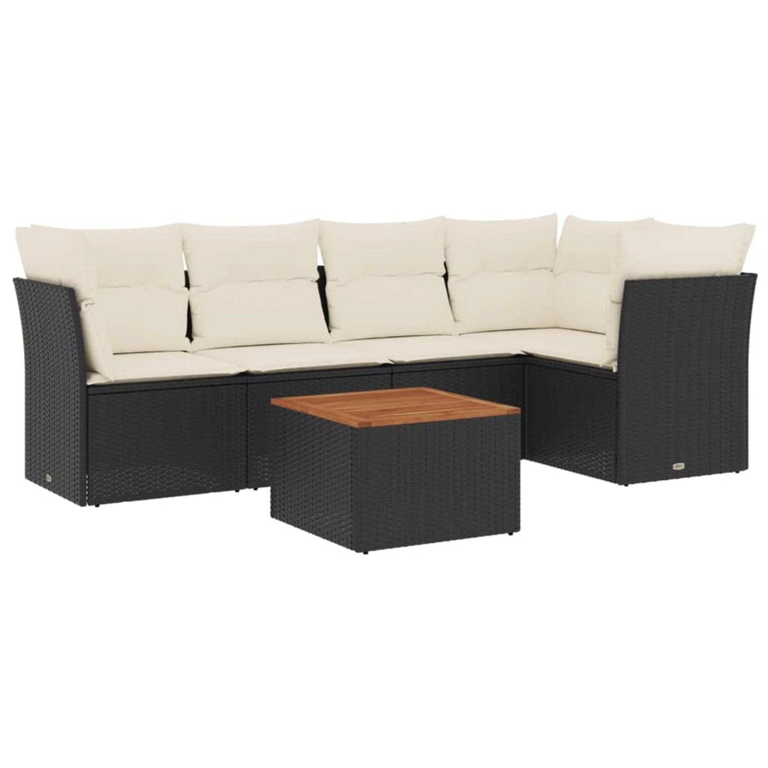 vidaXL 6-Tlg Garten-Sofagarnitur mit Kissen Schwarz Poly Rattan 3255958 günstig online kaufen