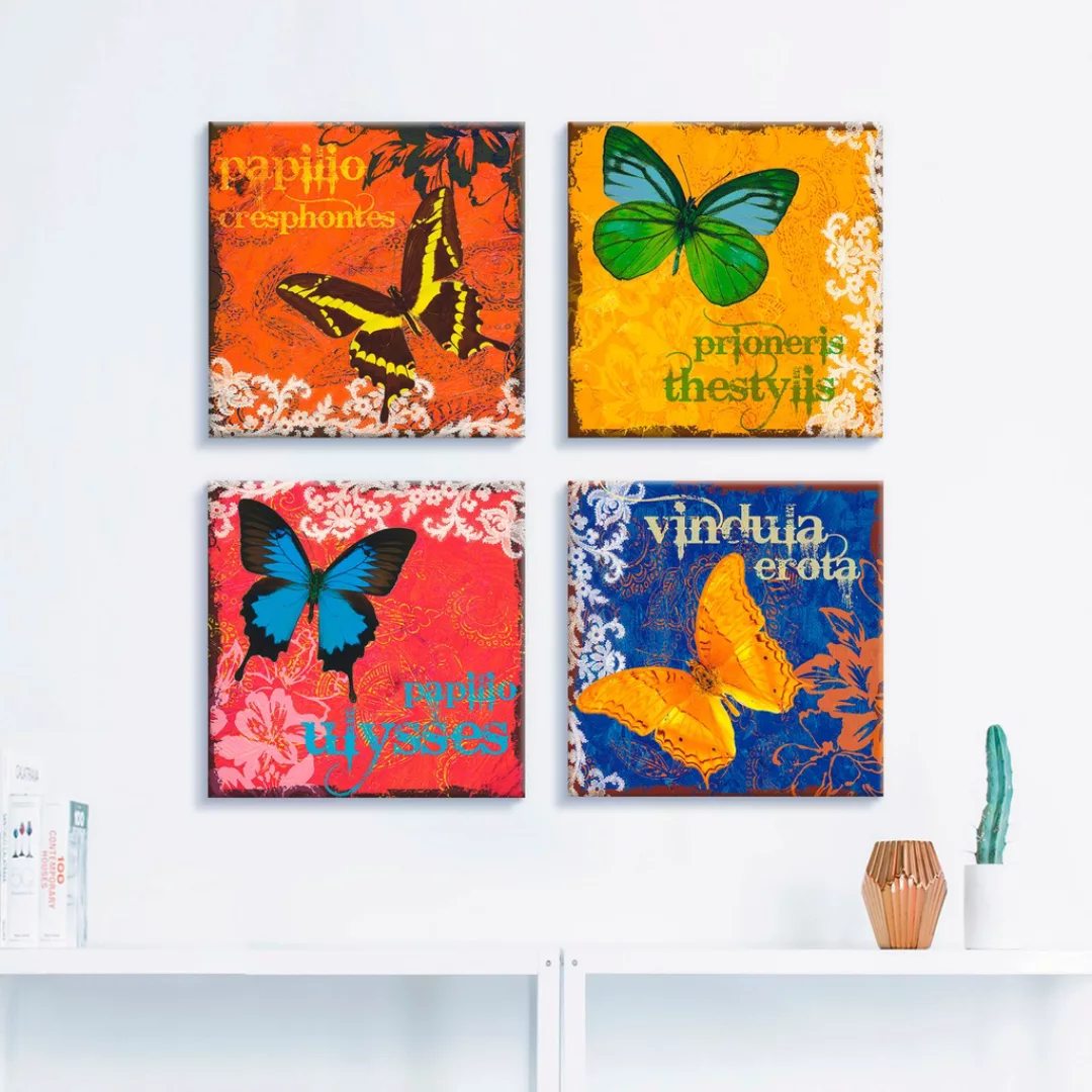 Artland Leinwandbild "Schmetterlinge Bunt", Insekten, (4 St.) günstig online kaufen