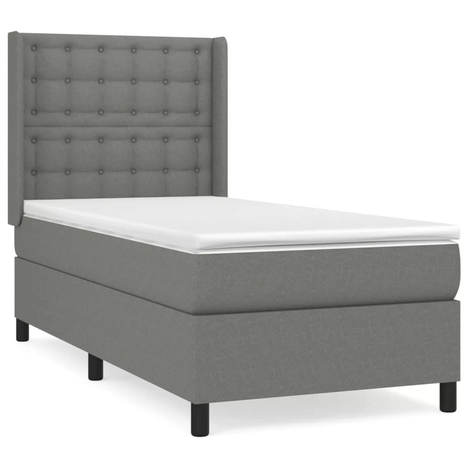 Vidaxl Boxspringbett Mit Matratze Dunkelgrau 100x200 Cm Stoff günstig online kaufen