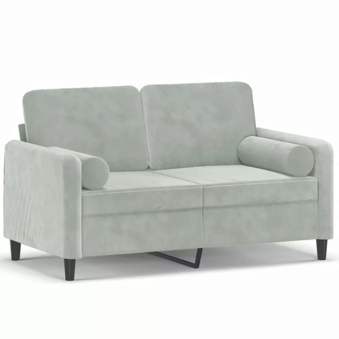 vidaXL Sofa 2-Sitzer-Sofa mit Zierkissen Hellgrau 120 cm Samt günstig online kaufen