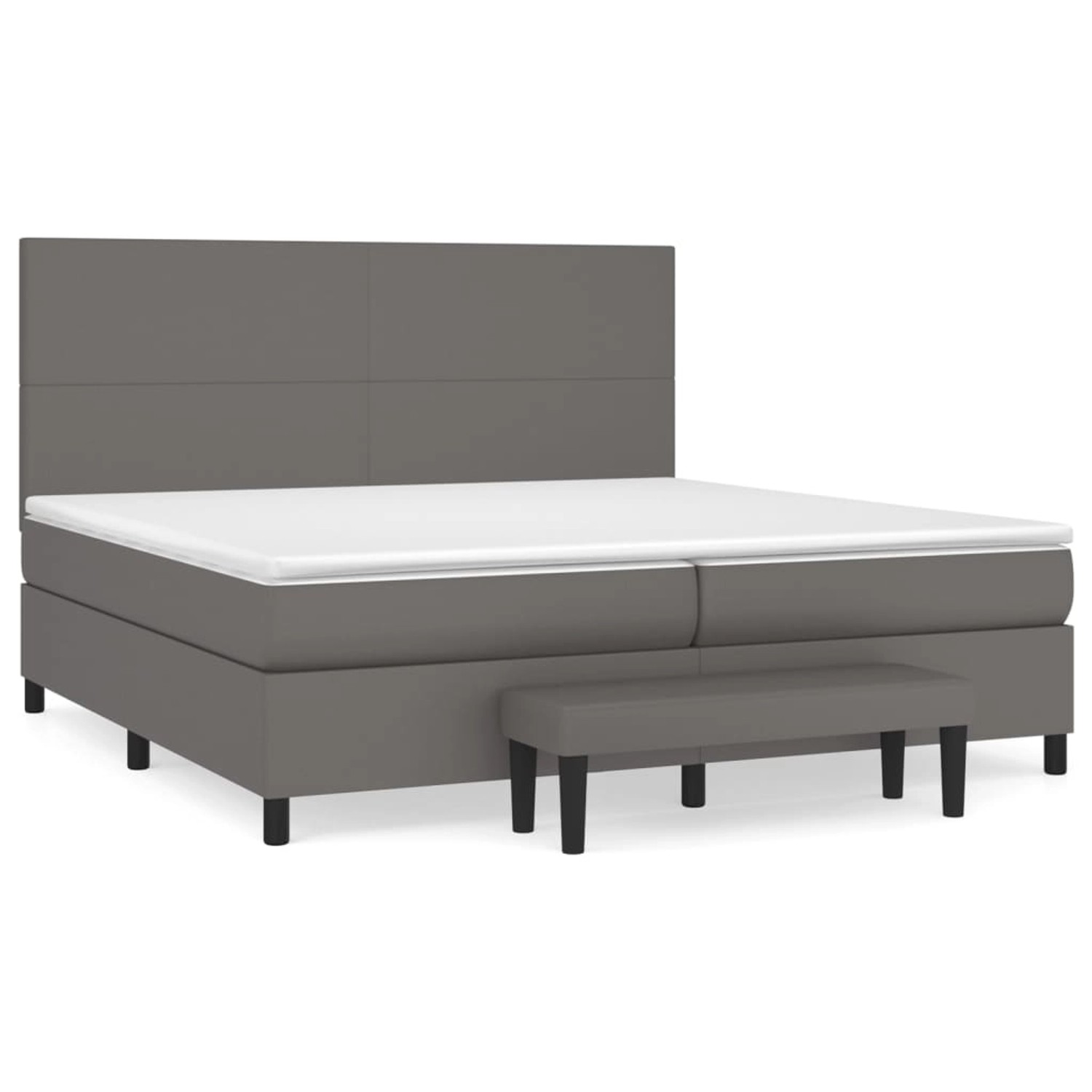 vidaXL Boxspringbett, Boxspringbett mit Matratze Grau 200x200 cm Kunstleder günstig online kaufen