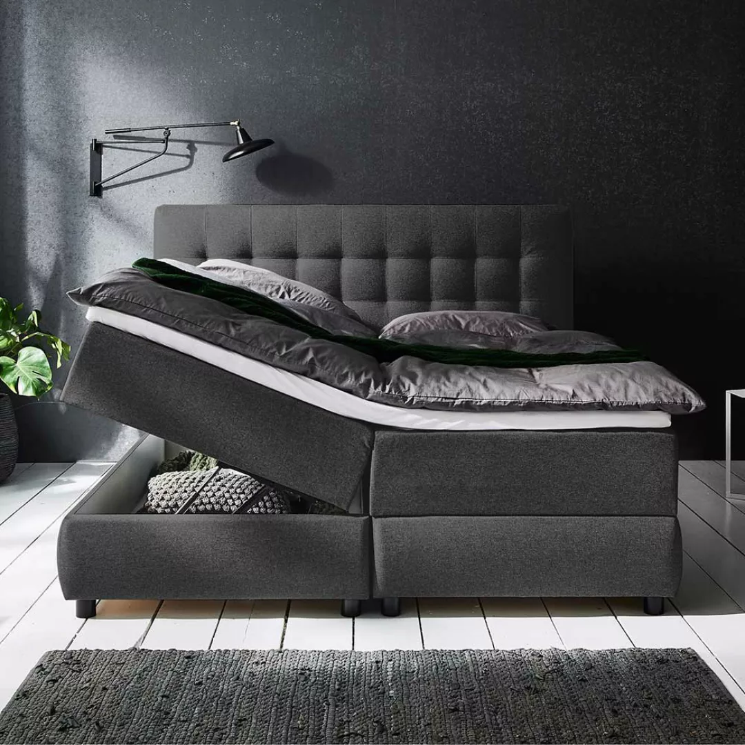 Polsterbett mit Bettkasten in Anthrazit 55 cm Einstiegshöhe günstig online kaufen