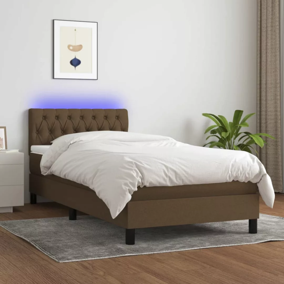 vidaXL Bettgestell Boxspringbett mit Matratze LED Dunkelbraun 90x200 cm Sto günstig online kaufen