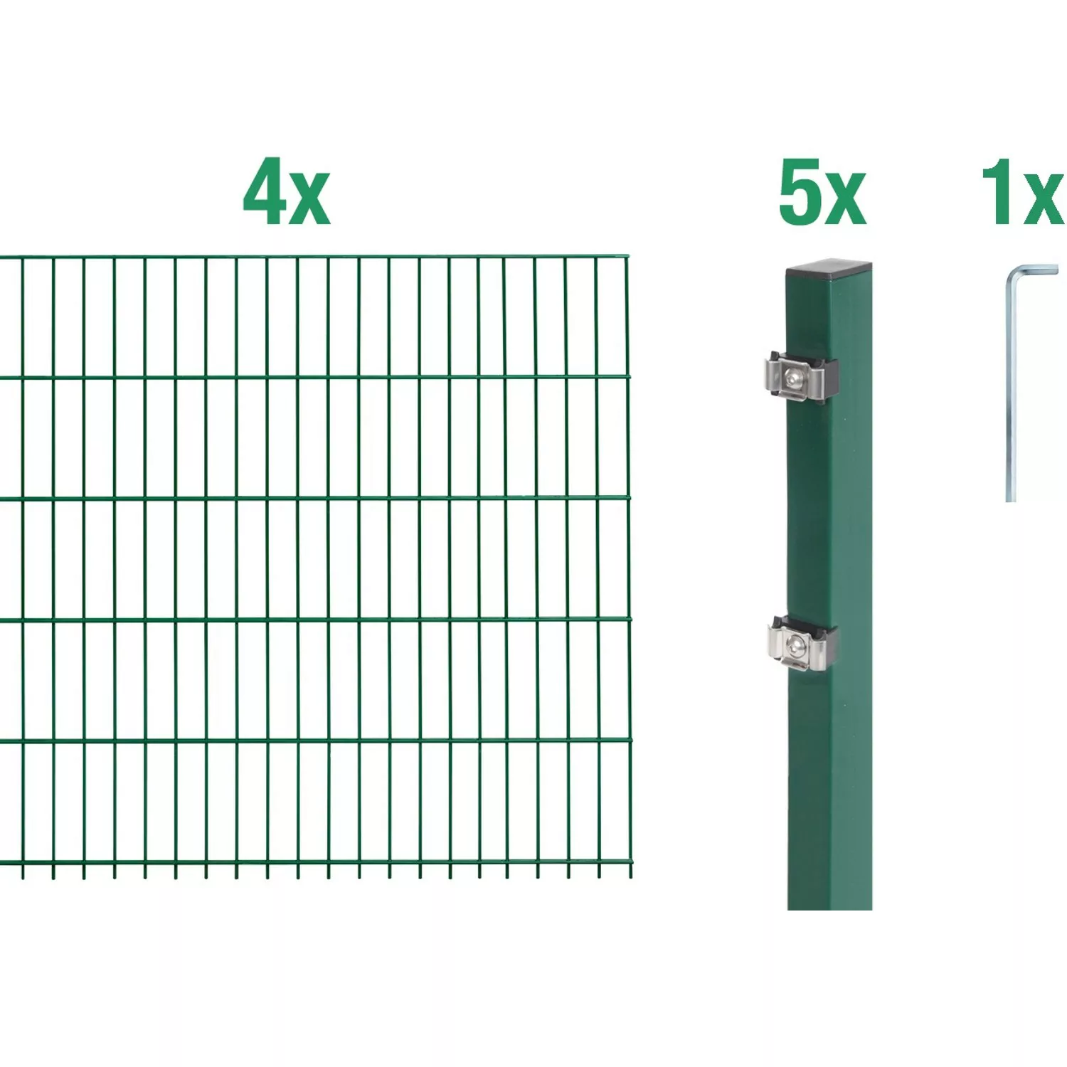 Metallzaun Grund-Set Doppelstabmatte verz. Grün beschichtet 4 x 2 m x 1,2 m günstig online kaufen