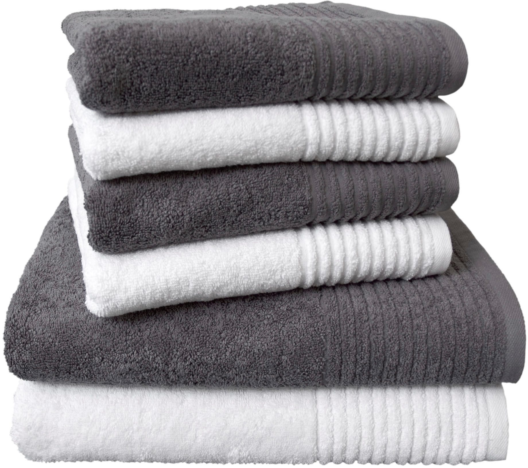 Dyckhoff Handtuch Set »Brillant«, Set, 6 tlg., Walkfrottee, mit Streifenbor günstig online kaufen