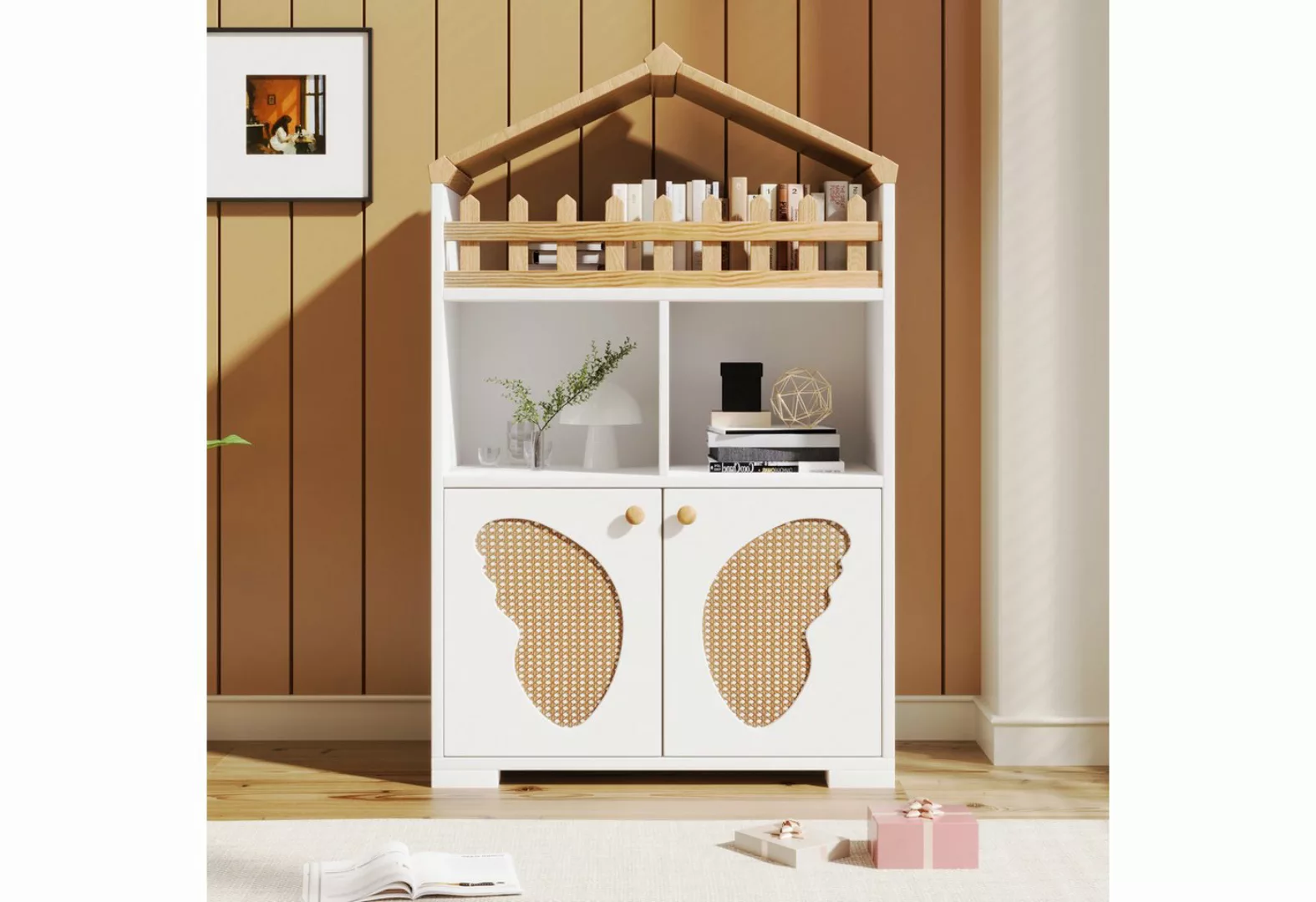 MODFU Hochschrank Kombination mit Schmetterlingsform-Türen, 110*70*30cm günstig online kaufen