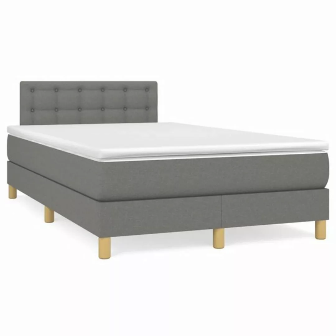 vidaXL Bettgestell Boxspringbett mit Matratze Dunkelgrau 120x200 cm Stoff B günstig online kaufen