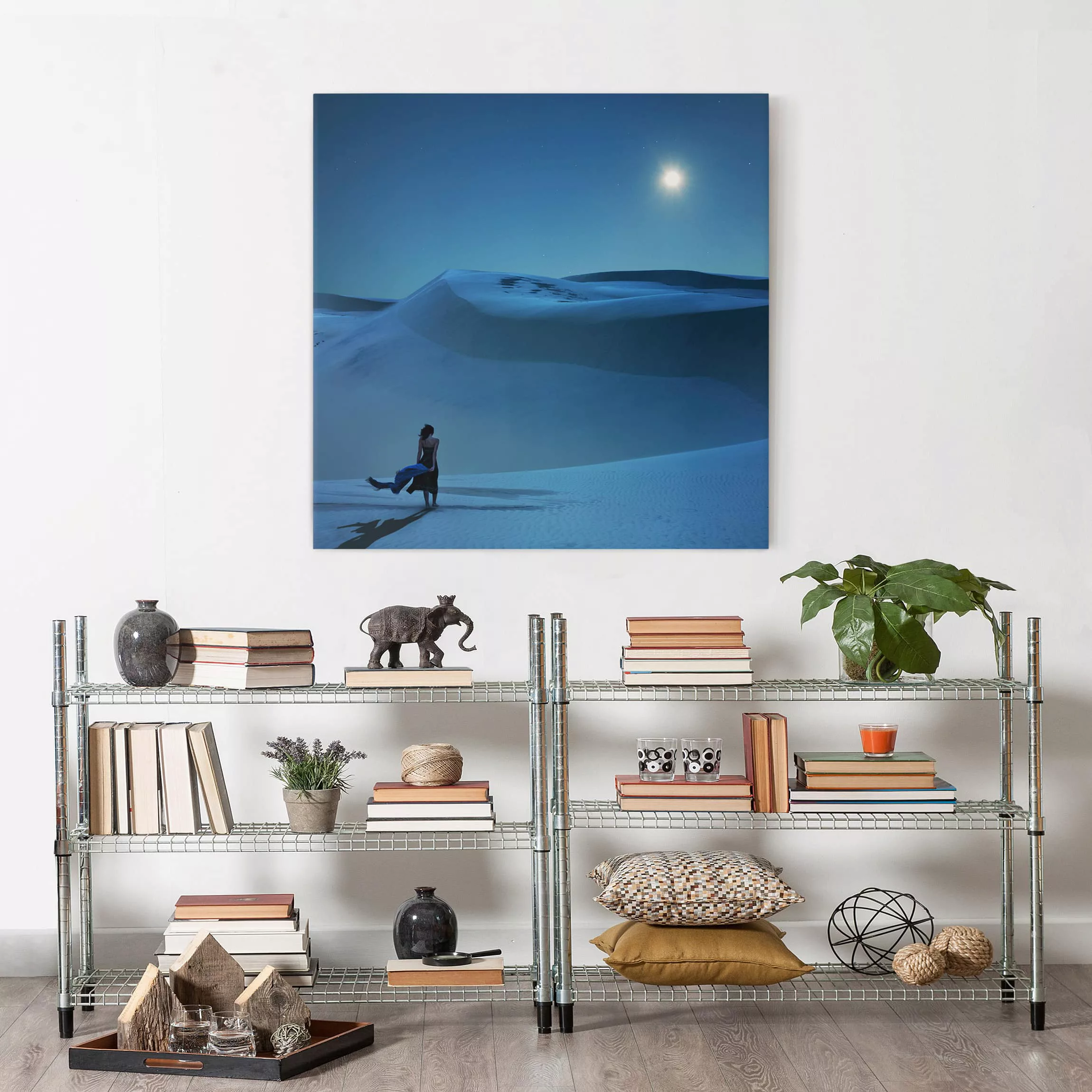 Leinwandbild Natur & Landschaft - Quadrat Vollmond über der Wüste günstig online kaufen