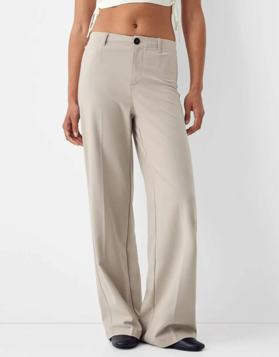 Bershka Wide Leg Tailoring-Hose Damen 32 Grau günstig online kaufen