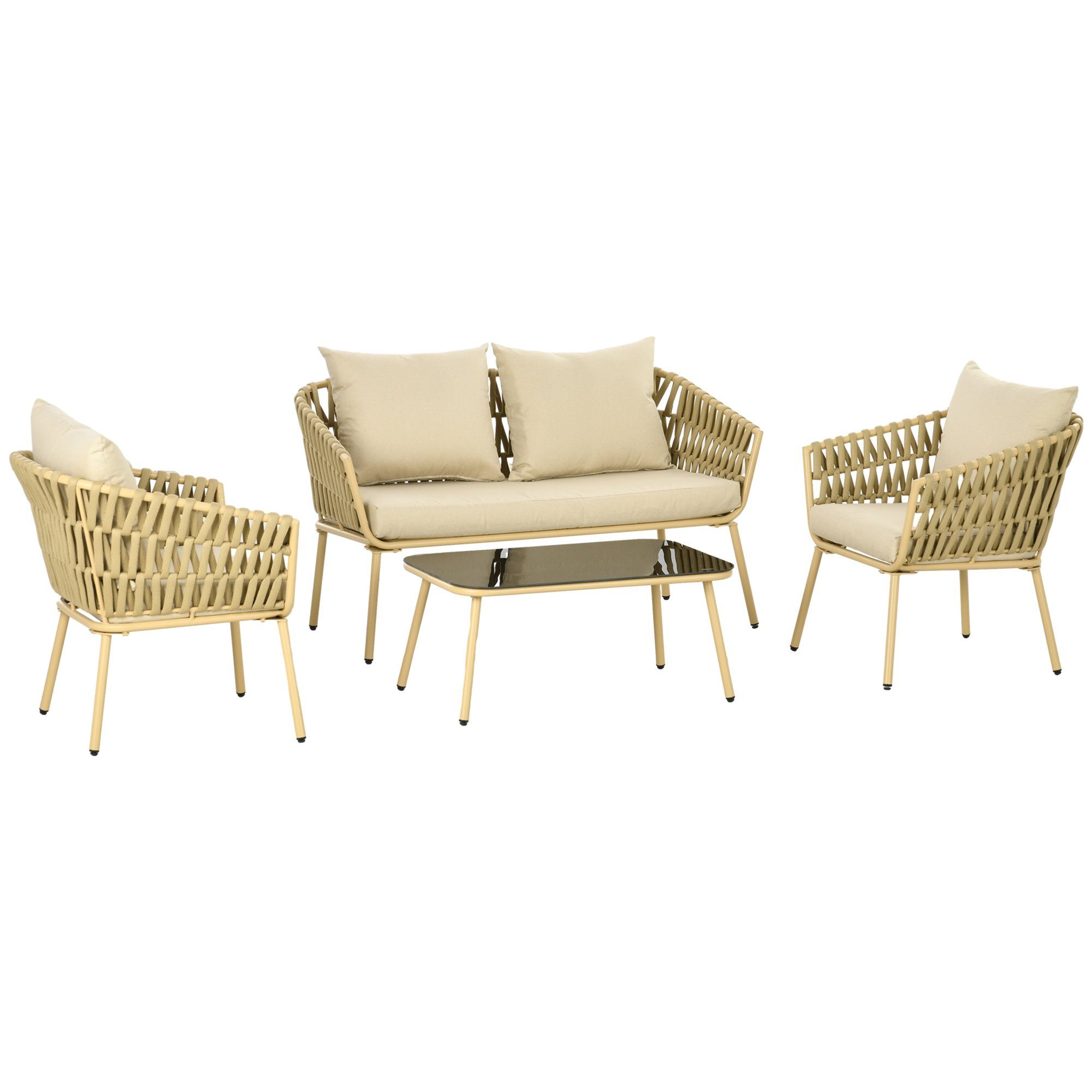 Outsunny Sitzgruppe Gartenmöbel-Set mit 1 Couchtisch, günstig online kaufen