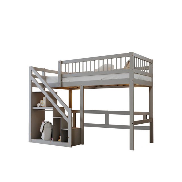 REDOM Etagenbett Kinderbett, Jugendbett, Holzbett, Einzelbett (Treppe mit A günstig online kaufen