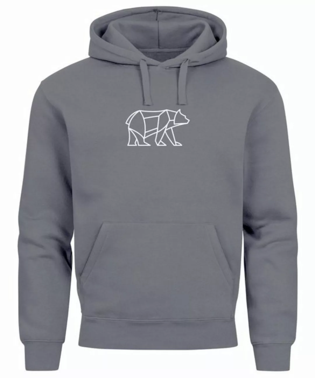 Neverless Hoodie Hoodie Herren Aufdruck Polygon Design Print Bär Bear Tierm günstig online kaufen