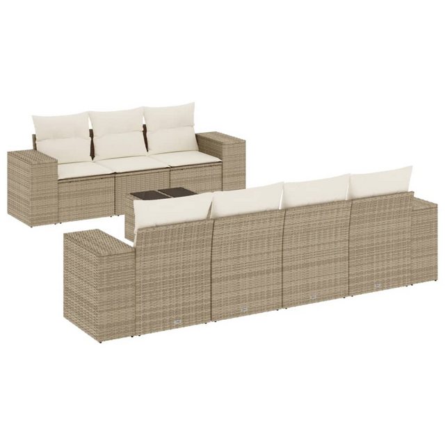 vidaXL Sofaelement 8-tlg. Garten-Sofagarnitur mit Kissen Beige Poly Rattan günstig online kaufen