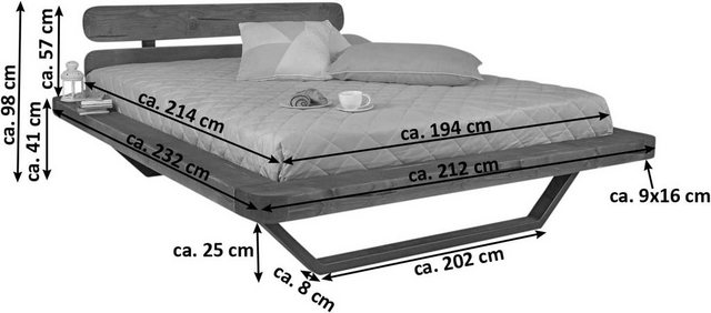 SAM® Massivholzbett Falcao, Doppelbett in Balkenoptik, geteiltes Kopfteil, günstig online kaufen