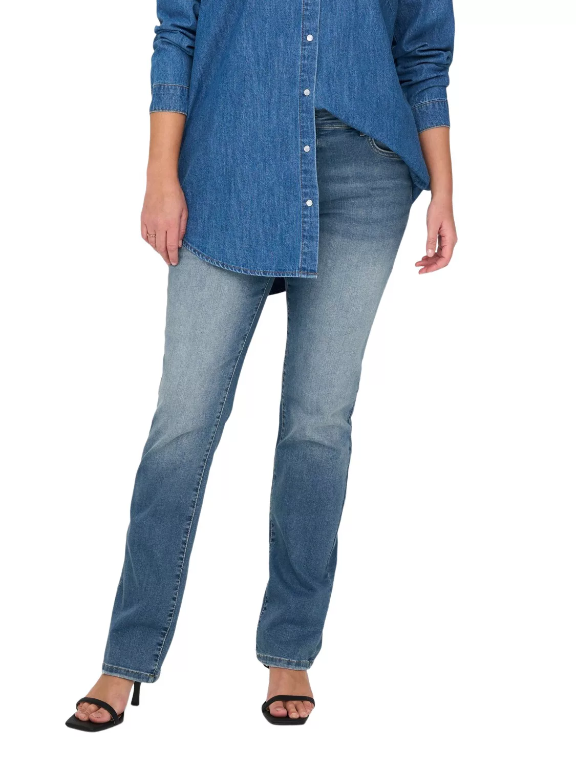 Carmakoma by Only Damen Jeans CARALICIA DOT258 - Straight Fit - Blau- Mediu günstig online kaufen