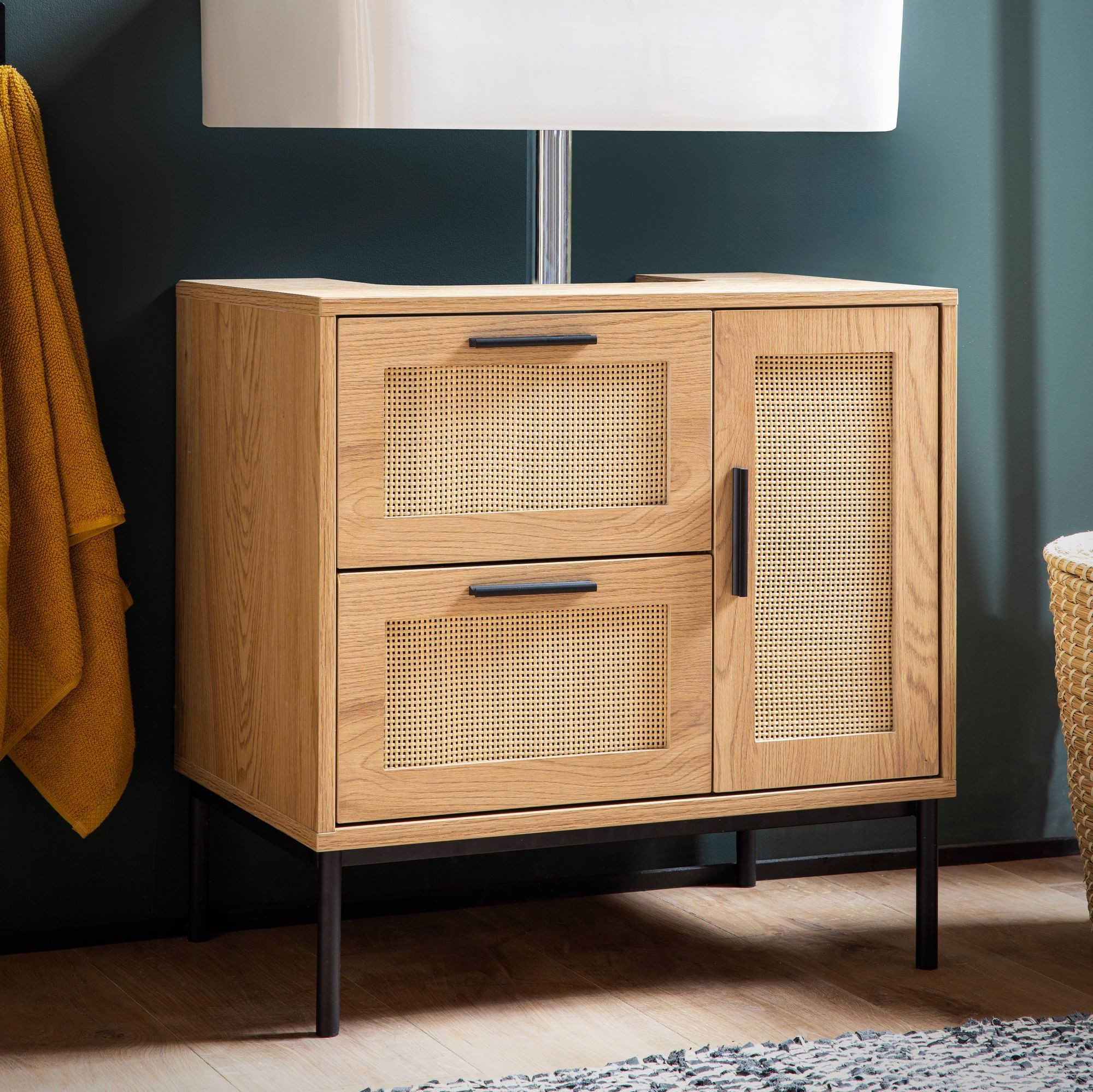 KADIMA DESIGN Waschbeckenunterschrank Waschbeckenunterschrank Eiche-Optik 6 günstig online kaufen