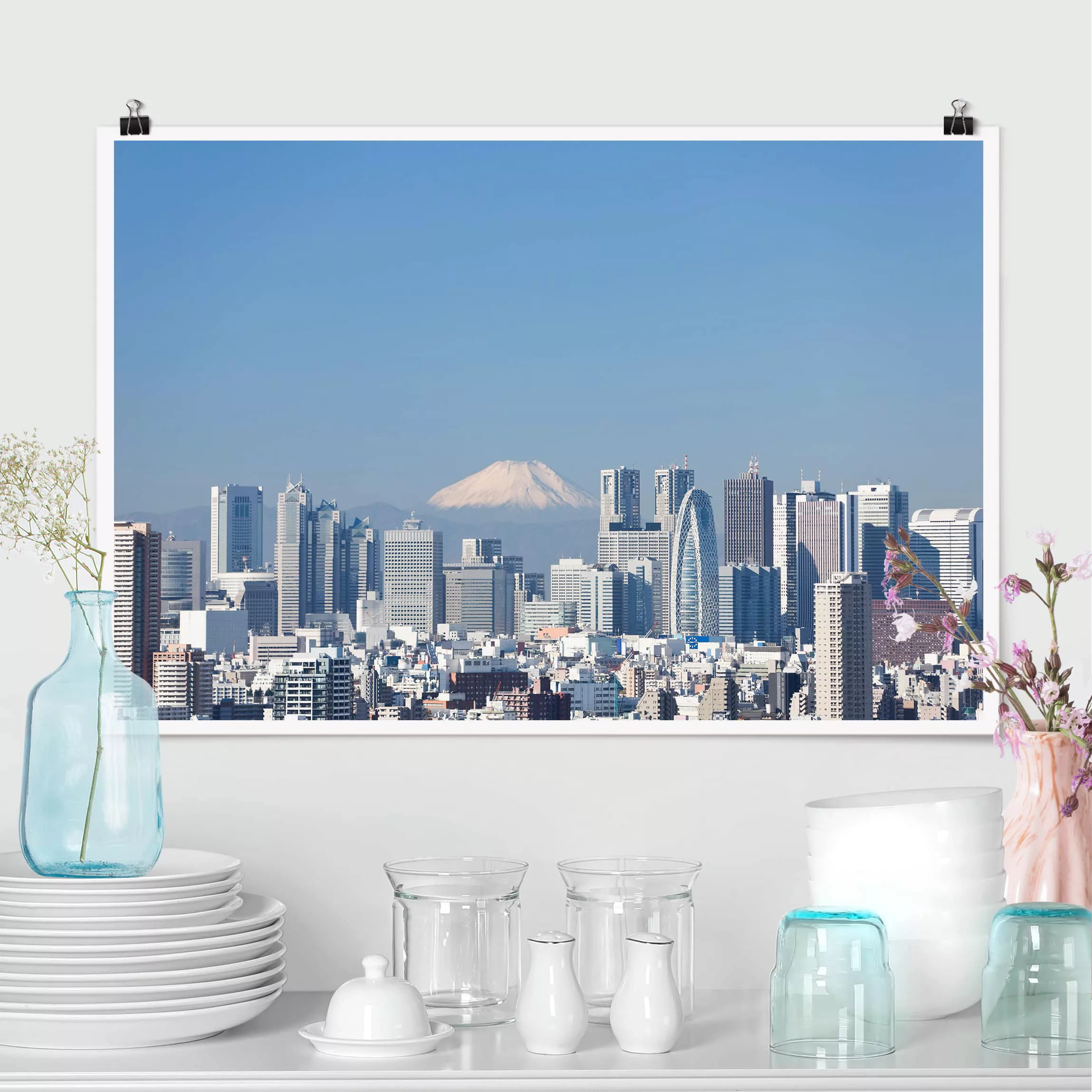 Poster Architektur & Skyline - Querformat Tokio vor dem Fuji günstig online kaufen