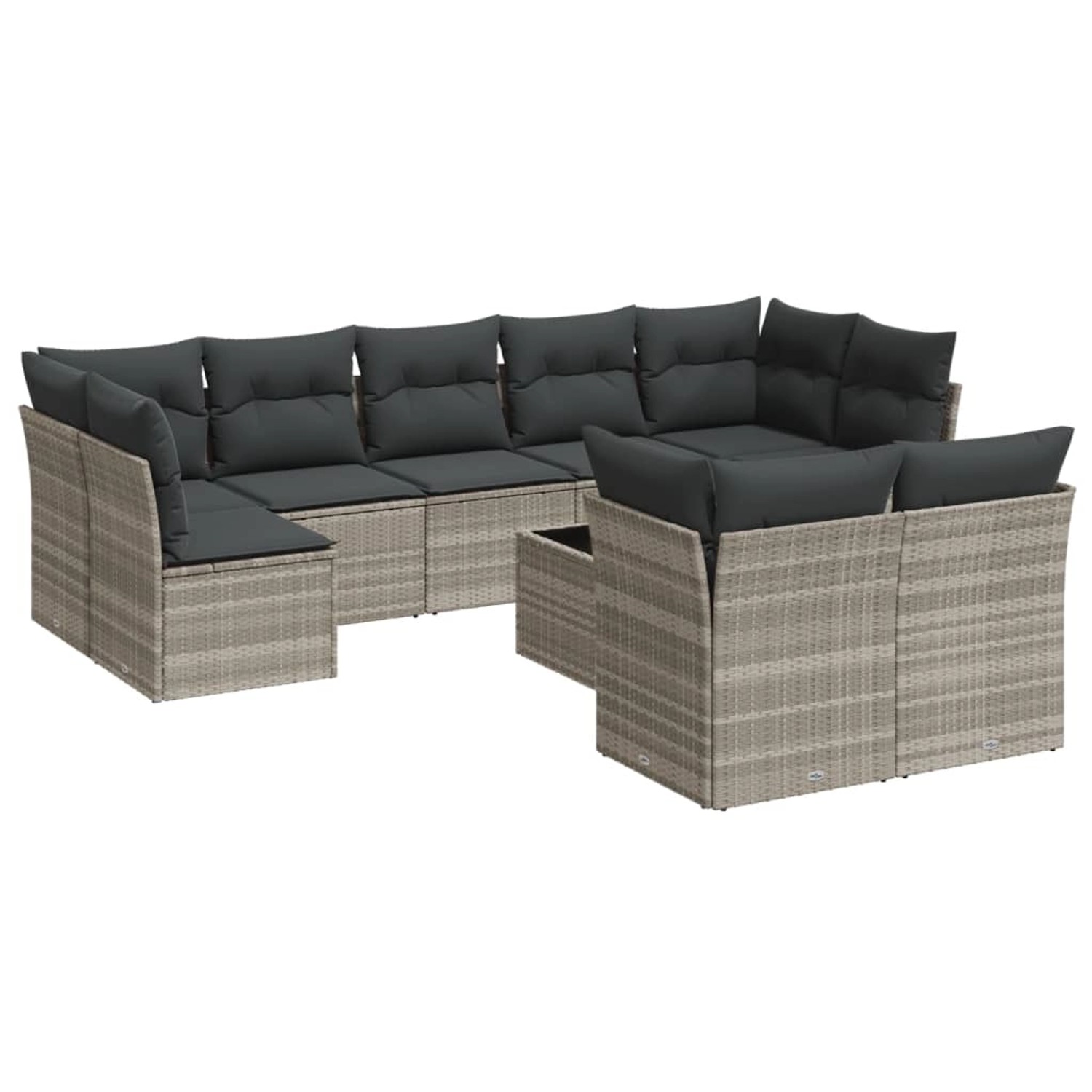 vidaXL 10-Tlg Garten-Sofagarnitur mit Kissen Hellgrau Poly Rattan 3218162 günstig online kaufen