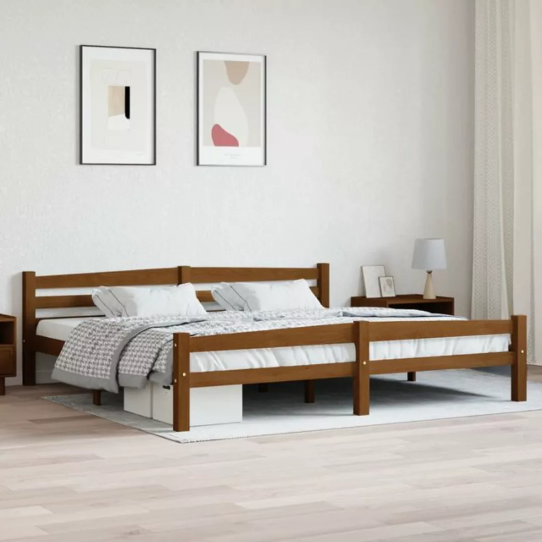 vidaXL Bettgestell Massivholzbett Honigbraun Kiefer 200x200 cm Doppelbett B günstig online kaufen