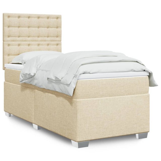 furnicato Bettgestell Boxspringbett mit Matratze Creme 90x190 cm Stoff günstig online kaufen