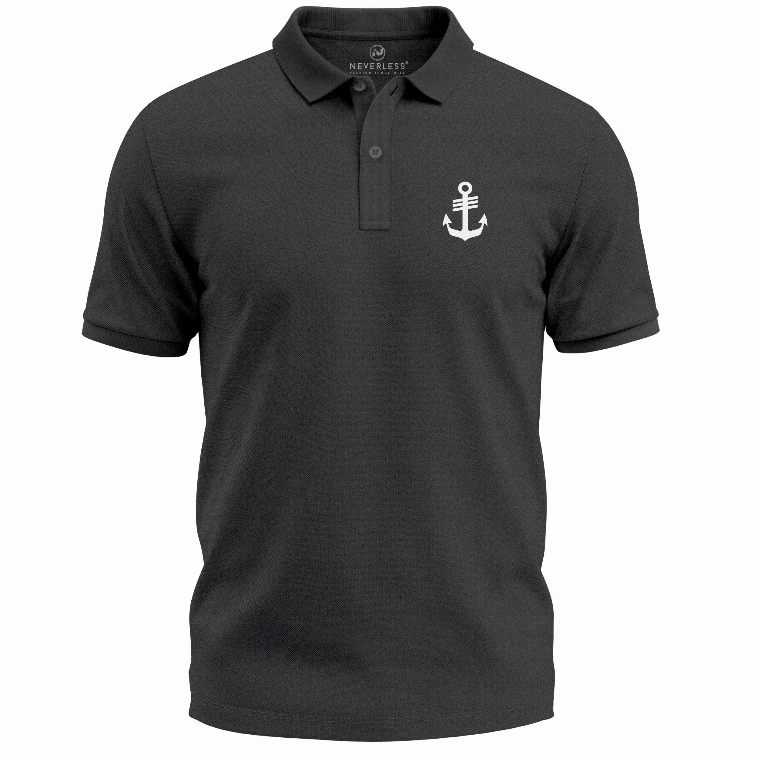 Neverless Poloshirt Poloshirt Herren mit Anker-Logoprint günstig online kaufen