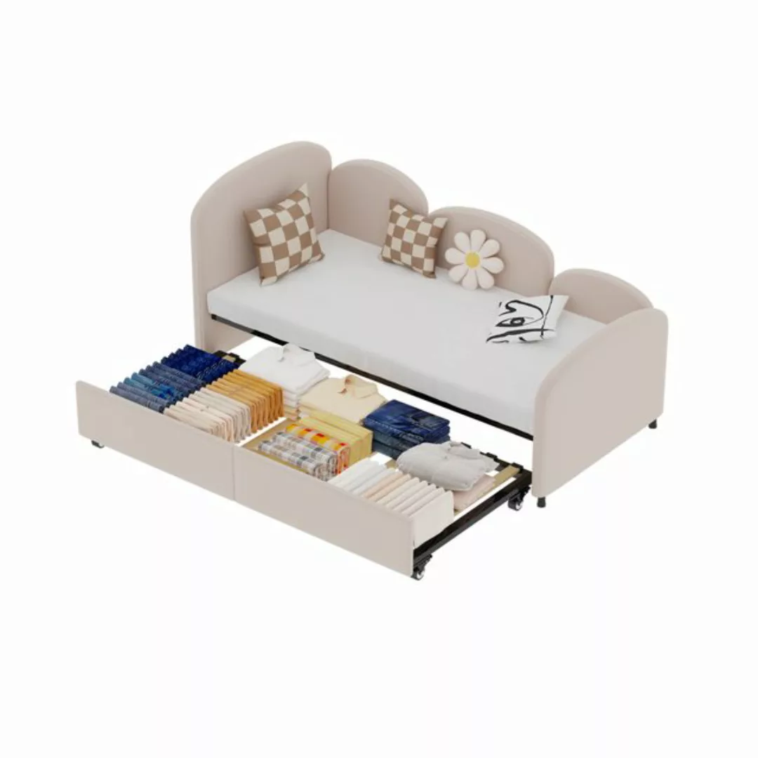 Rutaqian Schlafsofa Daybett Tagesbett Polsterbett mit Unterbett, 90 × 200 c günstig online kaufen