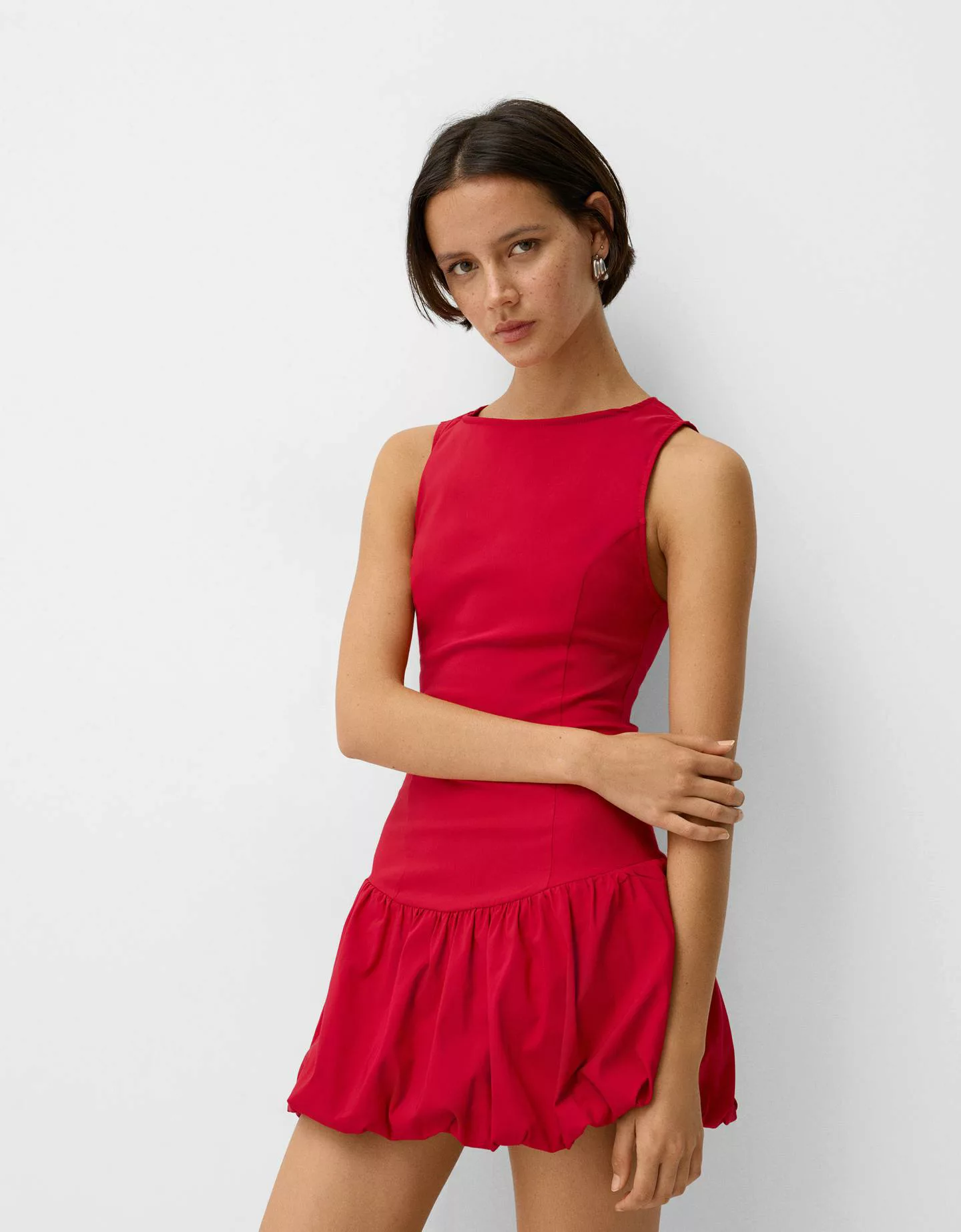 Bershka Minikleid Mit Ballonärmeln Damen L Rot günstig online kaufen