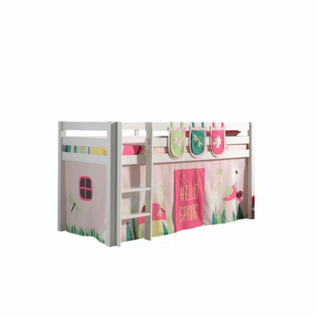Kindermöbel 24 Hochbett Kay inkl + Rolllattenrost Kiefer massiv weiß günstig online kaufen