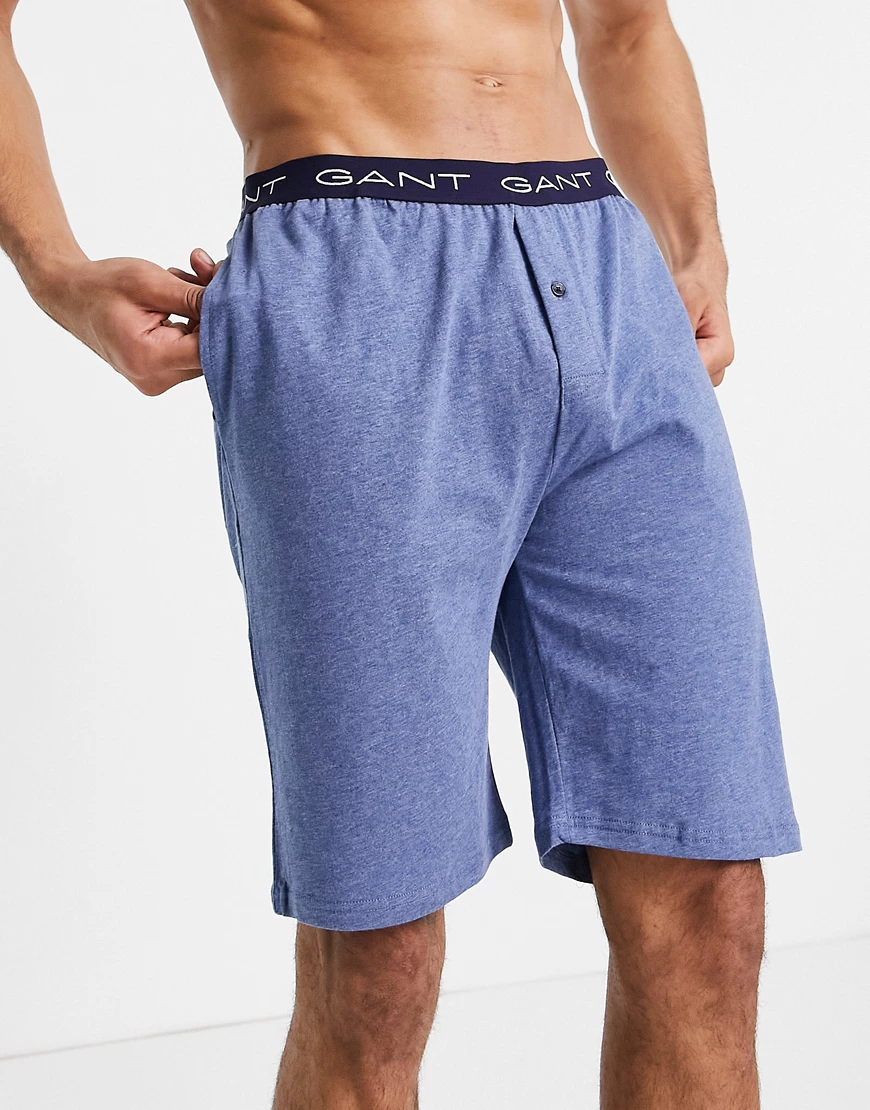 Gant – Lounge-Shorts mit Logobund in Blau günstig online kaufen