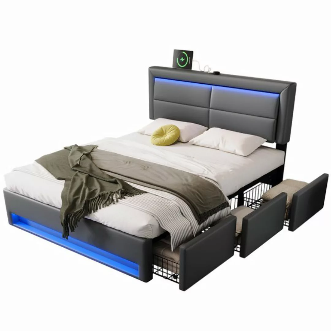 Gotagee Polsterbett Einzelbett 140x190 cm Jugendbett Funktionsbett mit USB günstig online kaufen