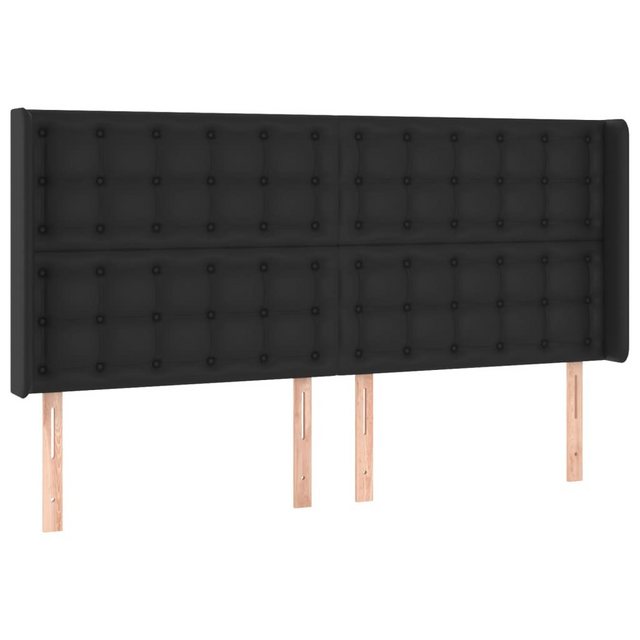 vidaXL Bett, Kopfteil mit Ohren Schwarz 183x16x118/128 cm Kunstleder günstig online kaufen