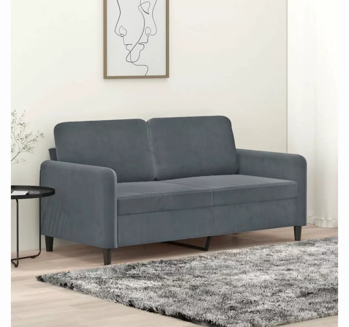 ZMH Sofa 2-Sitzer-Sofa Dunkelgrau 140 cm Samt mit 2xRücken und Sitzkissen, günstig online kaufen