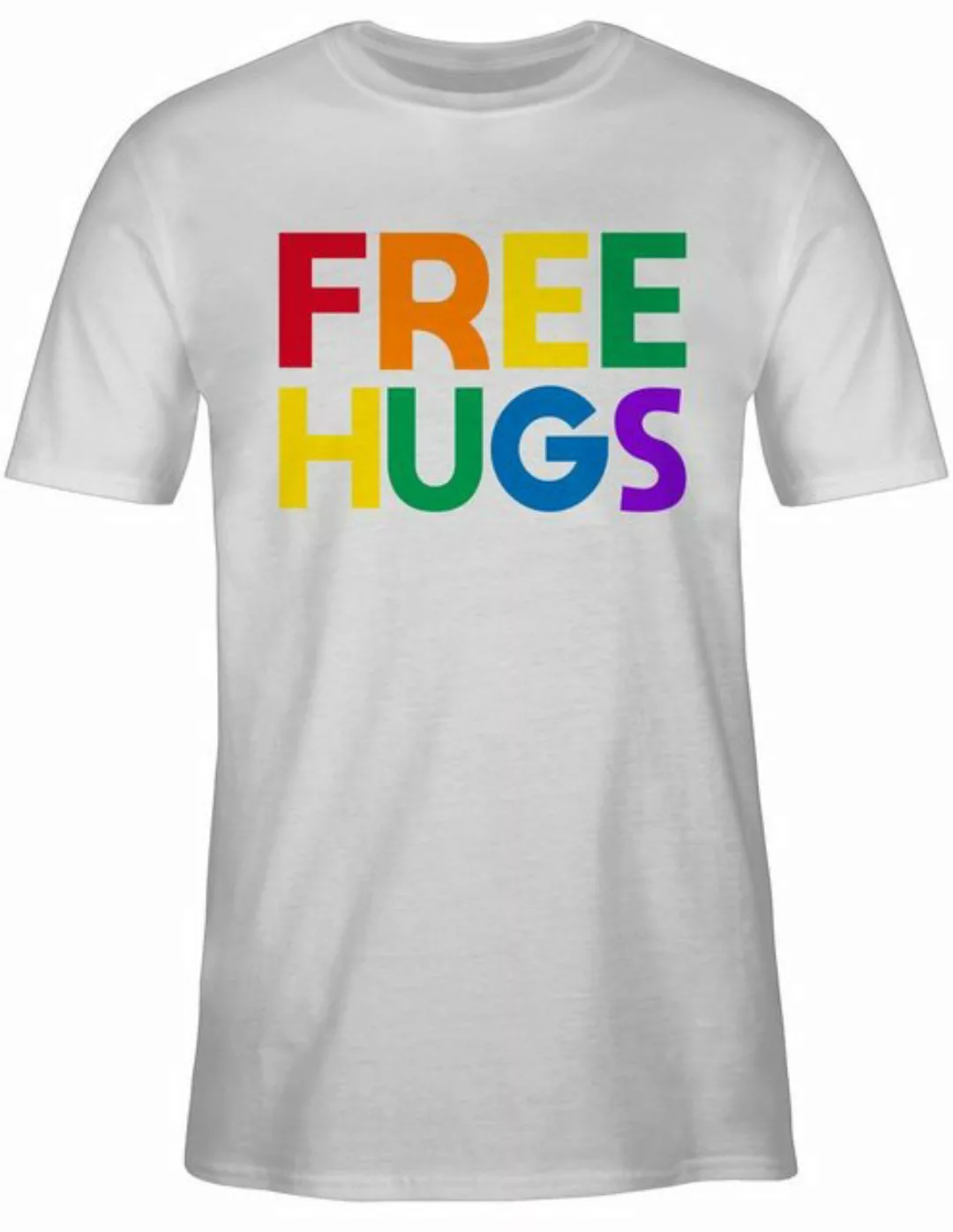 Shirtracer T-Shirt Free Hugs - Lettering Schriftzug LGBT Kleidung günstig online kaufen