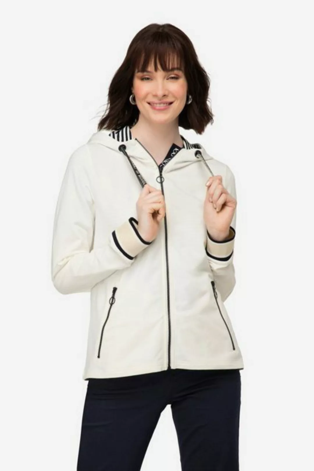 Laurasøn Sweatjacke Sweatjacke Kapuze Zipper mit Statement Band günstig online kaufen